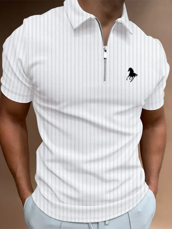 Men's Horse Print Casual Polo Shirt - Image 2