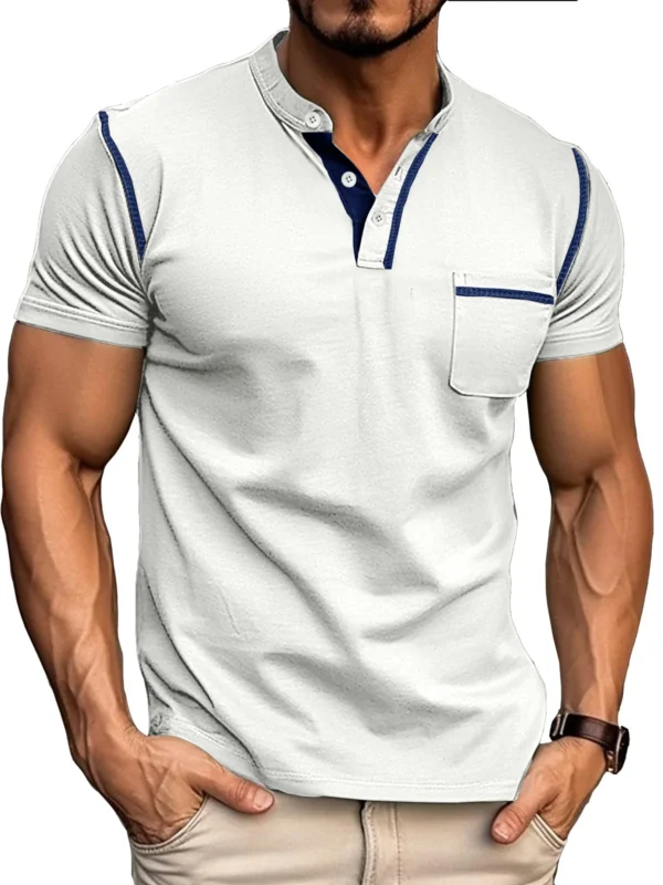 Men's Fashion Cotton Short Sleeve Henley Shirt