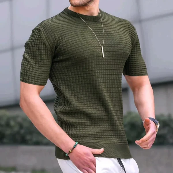 Men's Checkered Round Neck Short Sleeve Casual Polo