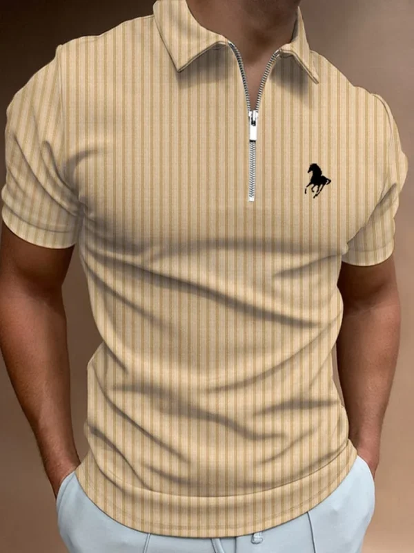 Men's Horse Print Casual Polo Shirt