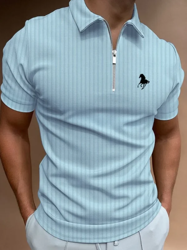 Men's Horse Print Casual Polo Shirt - Image 3