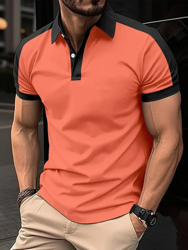 Men's Simple Contrasting Color Daily Short-Sleeved Polo Shirt