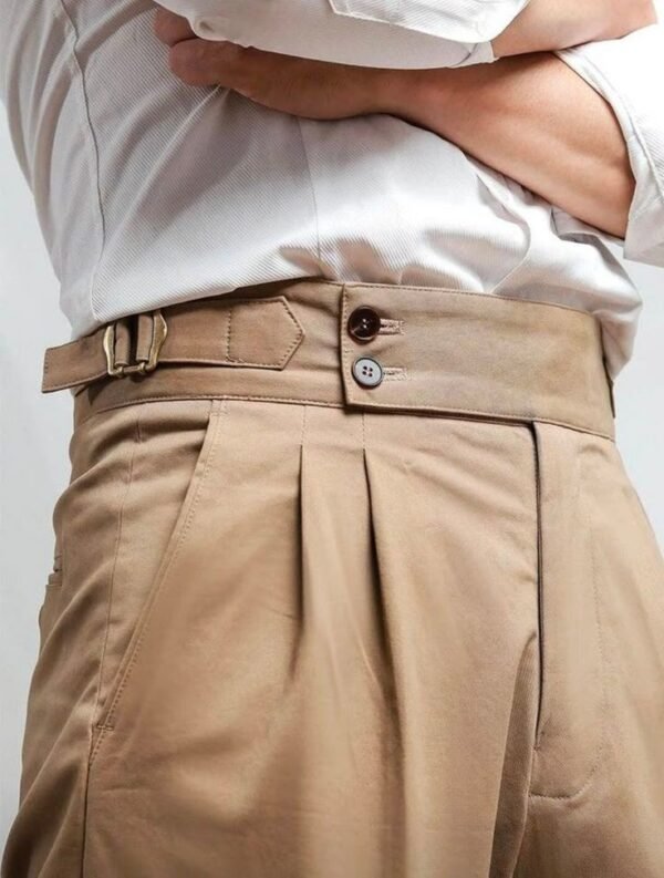 Men’s Luxury Khaki Vintage Trousers – Timeless Elegance for Any Occasion