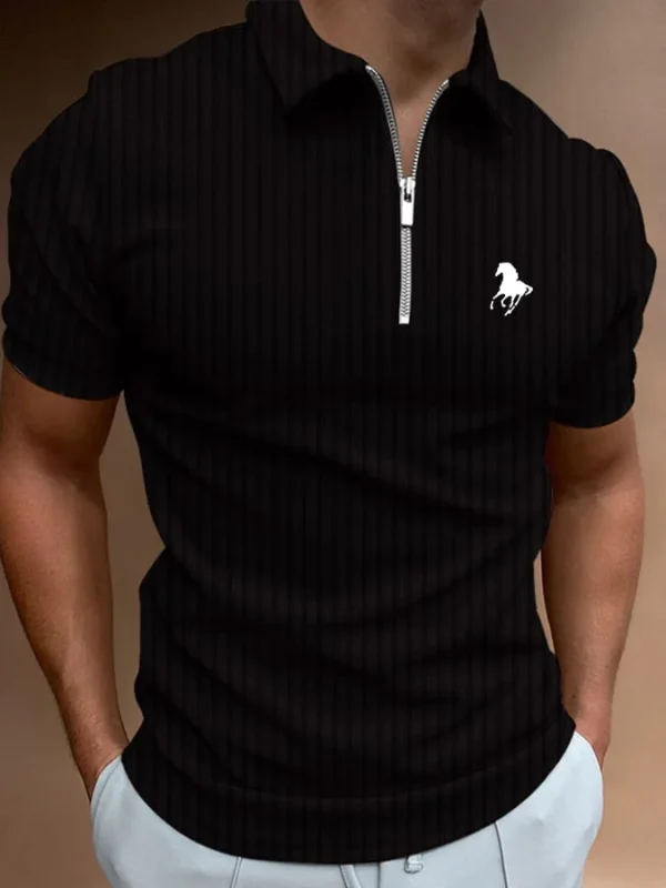 Men's Horse Print Casual Polo Shirt - Image 4