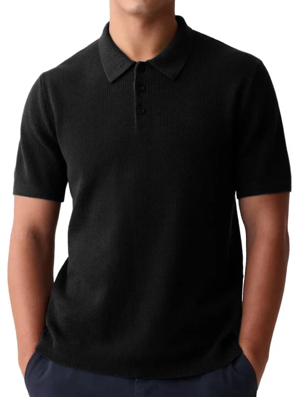 Men's Casual Basic Waffle Fabric Short-Sleeved Polo Shirt - Image 4