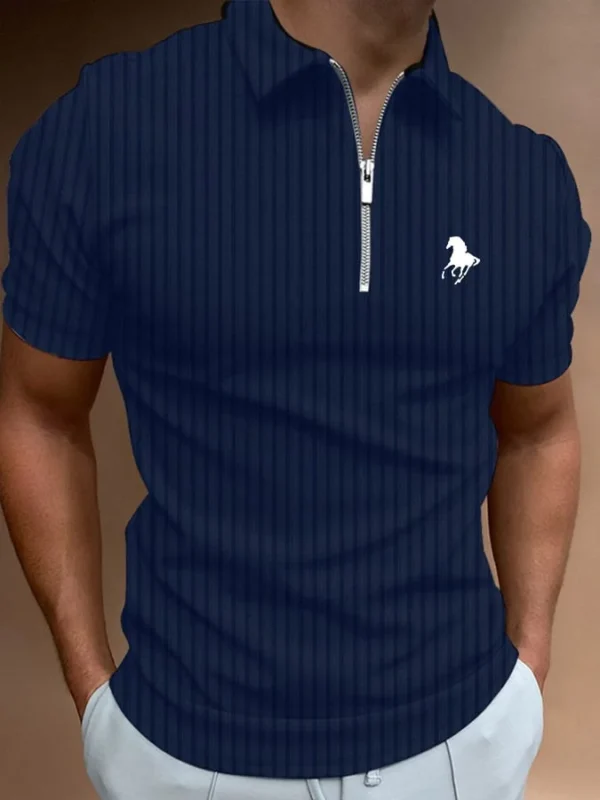 Men's Horse Print Casual Polo Shirt - Image 5