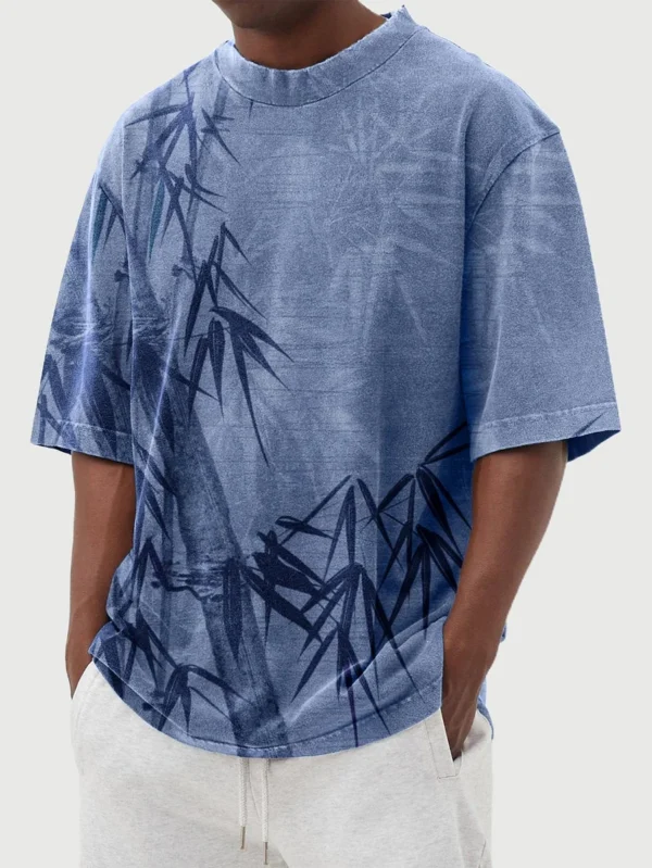 Men's Bamboo Print Round Neck Short Sleeve T-Shirt - Image 5