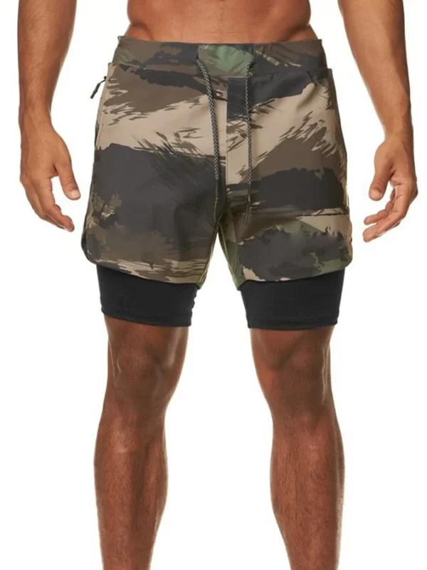 Camouflage Lace-Up Outdoor Running & Cycling Double-Layer Shorts - Image 4