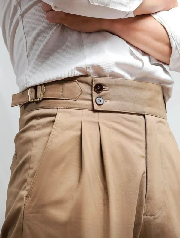 Men’s Luxury Khaki Vintage Trousers – Timeless Elegance for Any Occasion - Image 3