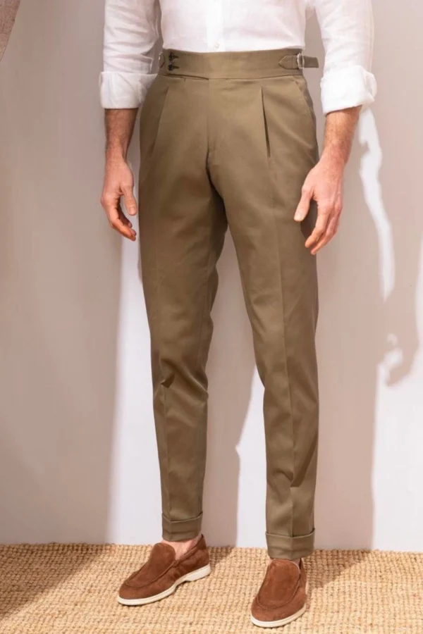 Men’s Luxury Khaki Vintage Trousers – Timeless Elegance for Any Occasion - Image 4